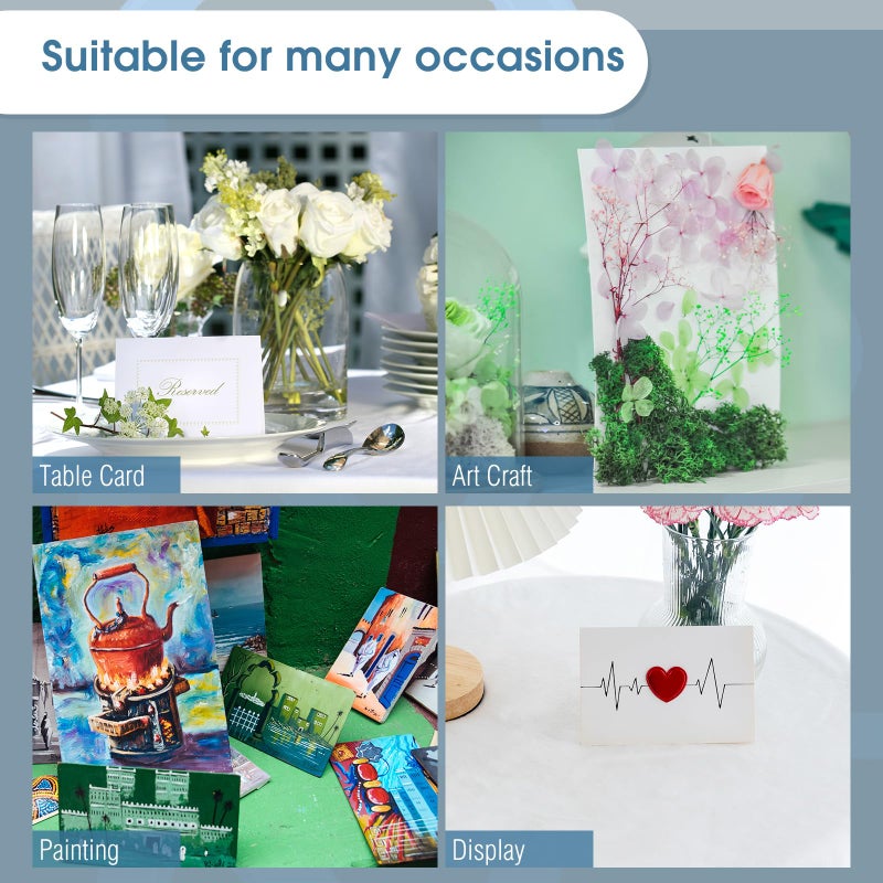 لينيكو Lineco، 50 عبوة من الورق المقوى مقاس 3 بوصة، حامل جناح فردي ذاتي اللصق، لافتات عرض، بطاقات، صور فوتوغرافية، كتيبات، ملصقات، مشاريع حرفية، أبيض - Image 5